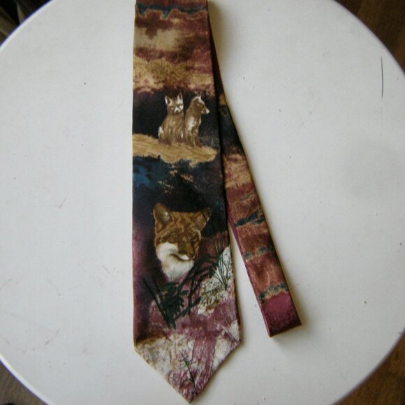 Fox and Cubs 100% Silk Tie  by Endangered Species Made in USA - Picture 1 of 8